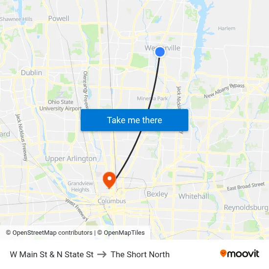 W Main St & N State St to The Short North map