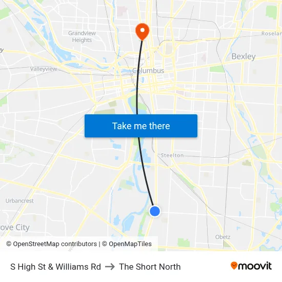 S High St & Williams Rd to The Short North map