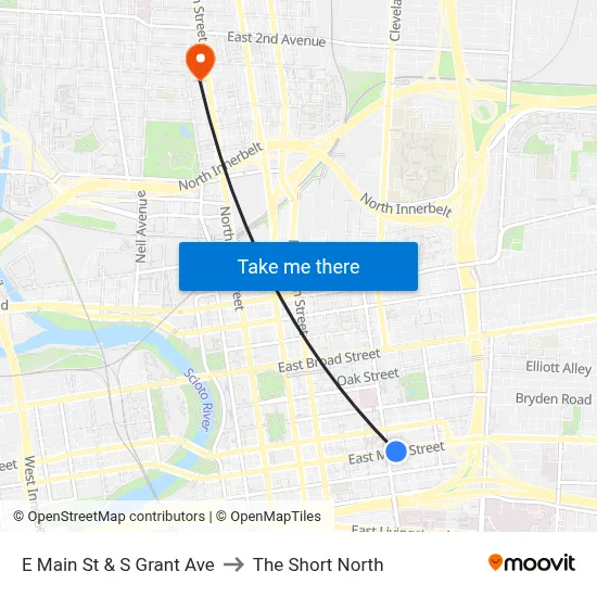 E Main St & S Grant Ave to The Short North map