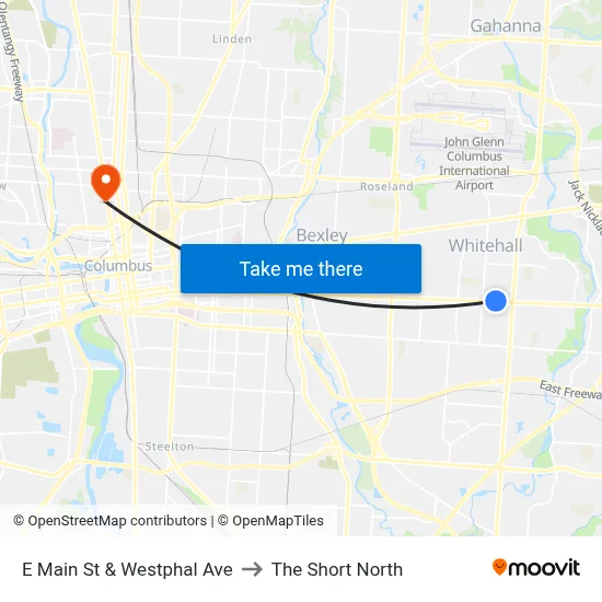 E Main St & Westphal Ave to The Short North map