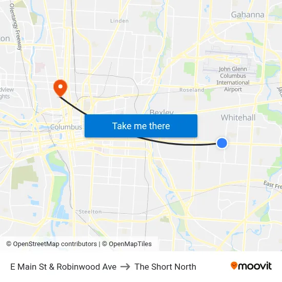 E Main St & Robinwood Ave to The Short North map