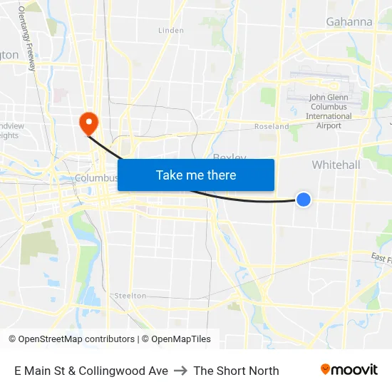E Main St & Collingwood Ave to The Short North map