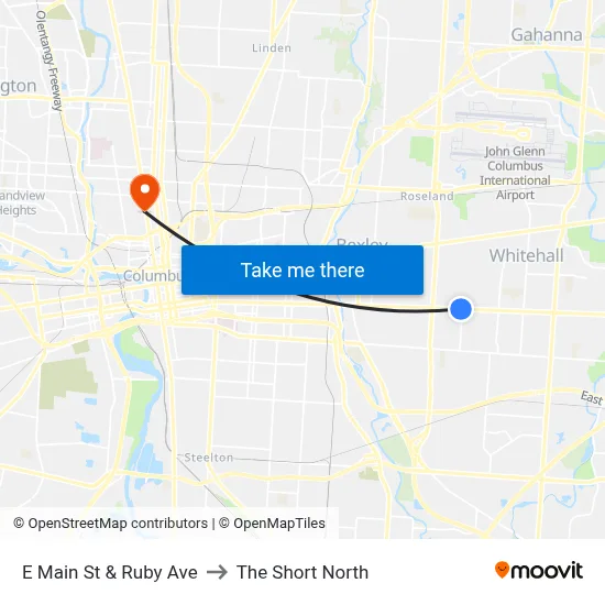 E Main St & Ruby Ave to The Short North map