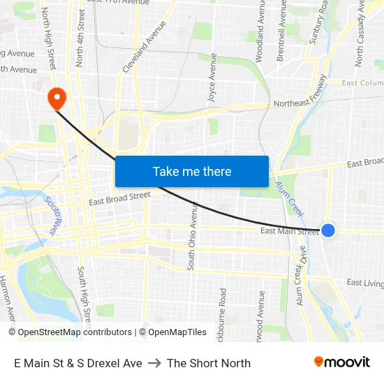 E Main St & S Drexel Ave to The Short North map