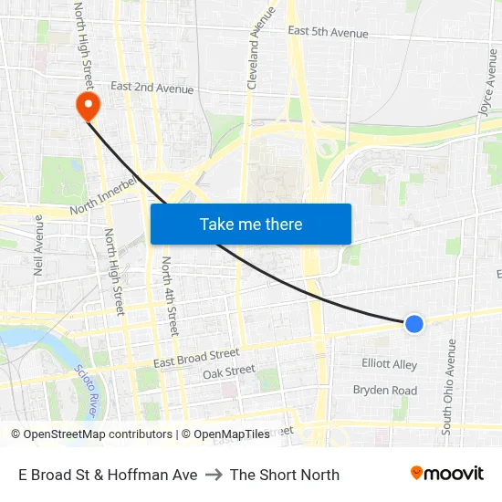 E Broad St & Hoffman Ave to The Short North map