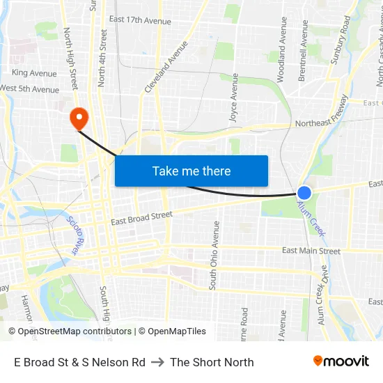 E Broad St & S Nelson Rd to The Short North map