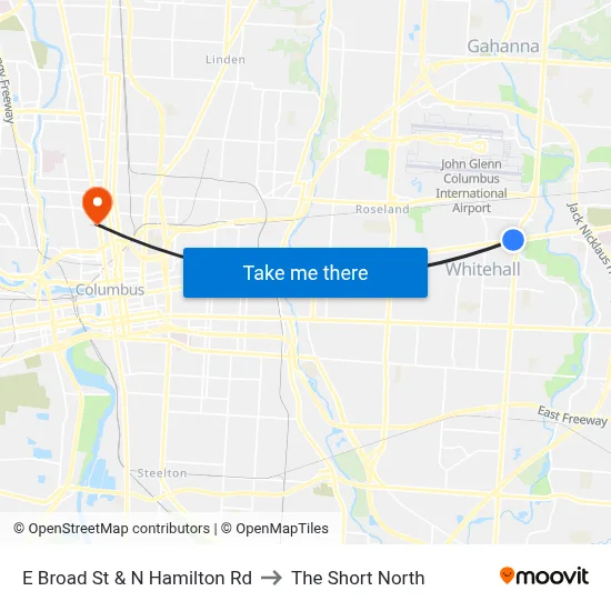 E Broad St & N Hamilton Rd to The Short North map