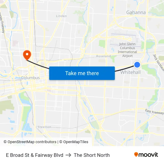 E Broad St & Fairway Blvd to The Short North map