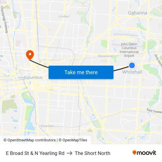 E Broad St & N Yearling Rd to The Short North map