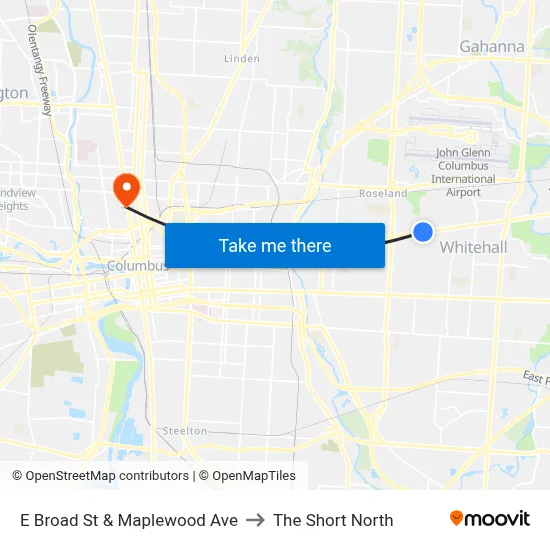 E Broad St & Maplewood Ave to The Short North map