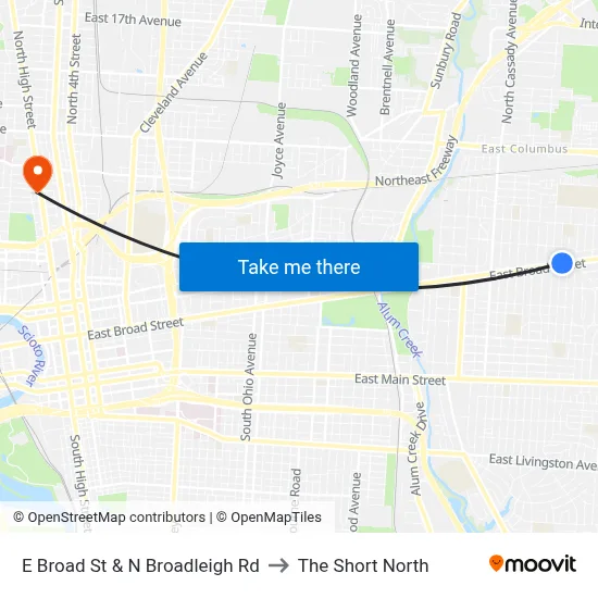 E Broad St & N Broadleigh Rd to The Short North map