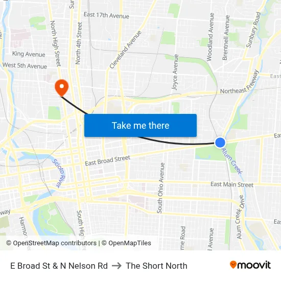 E Broad St & N Nelson Rd to The Short North map