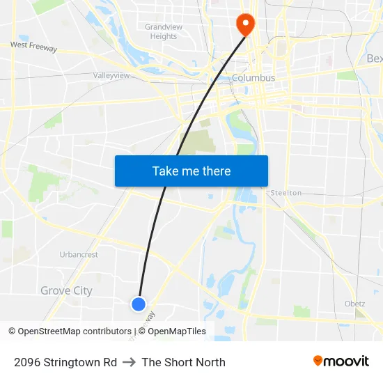 2096 Stringtown Rd to The Short North map