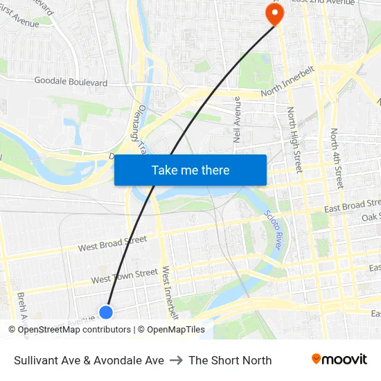 Sullivant Ave & Avondale Ave to The Short North map