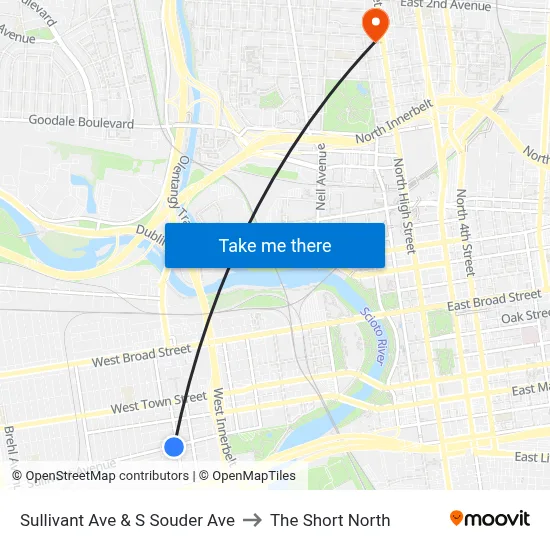Sullivant Ave & S Souder Ave to The Short North map