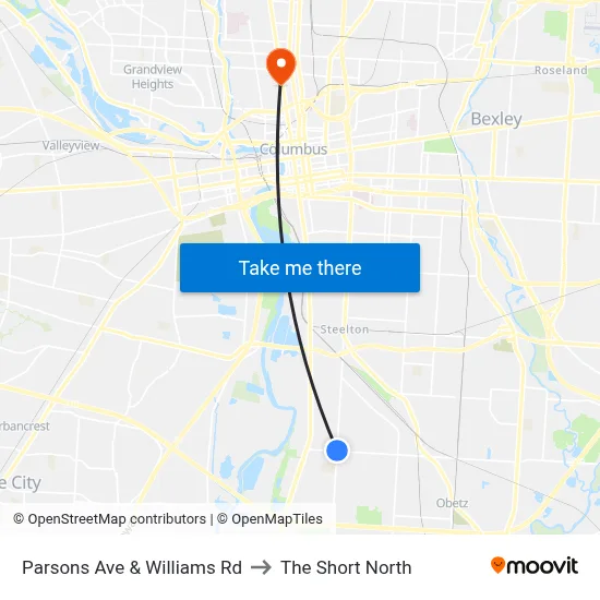 Parsons Ave & Williams Rd to The Short North map