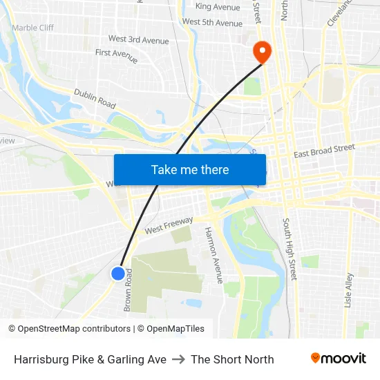 Harrisburg Pike & Garling Ave to The Short North map