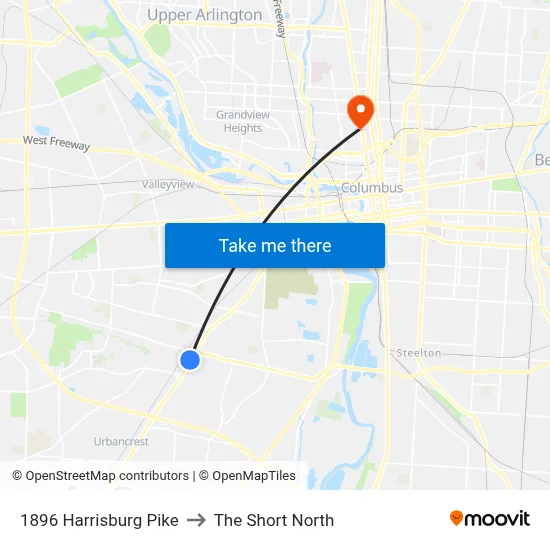 1896 Harrisburg Pike to The Short North map
