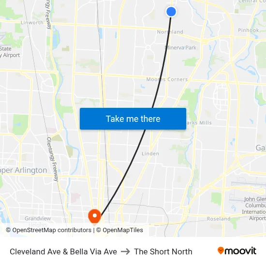 Cleveland Ave & Bella Via Ave to The Short North map