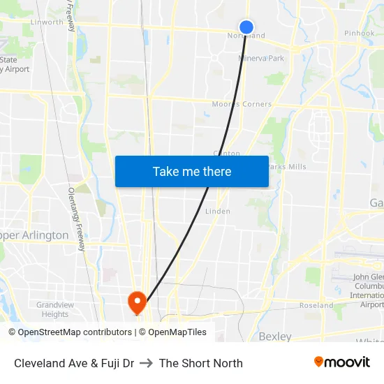 Cleveland Ave & Fuji Dr to The Short North map
