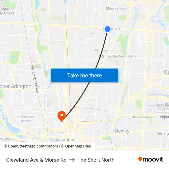Cleveland Ave & Morse Rd to The Short North map