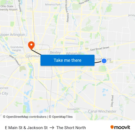 E Main St & Jackson St to The Short North map