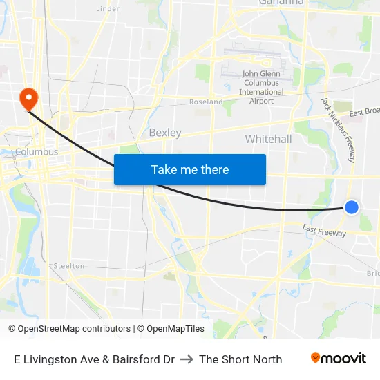 E Livingston Ave & Bairsford Dr to The Short North map