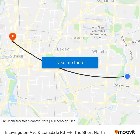 E Livingston Ave & Lonsdale Rd to The Short North map