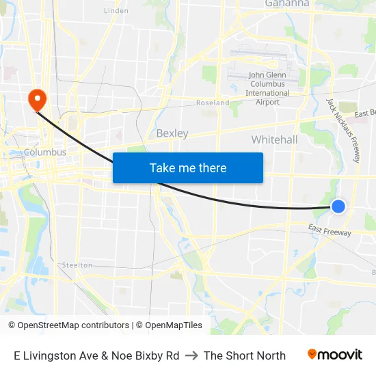 E Livingston Ave & Noe Bixby Rd to The Short North map