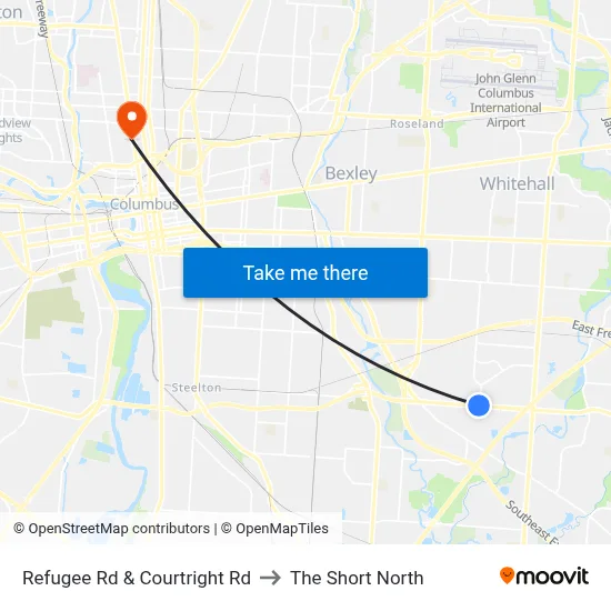 Refugee Rd & Courtright Rd to The Short North map