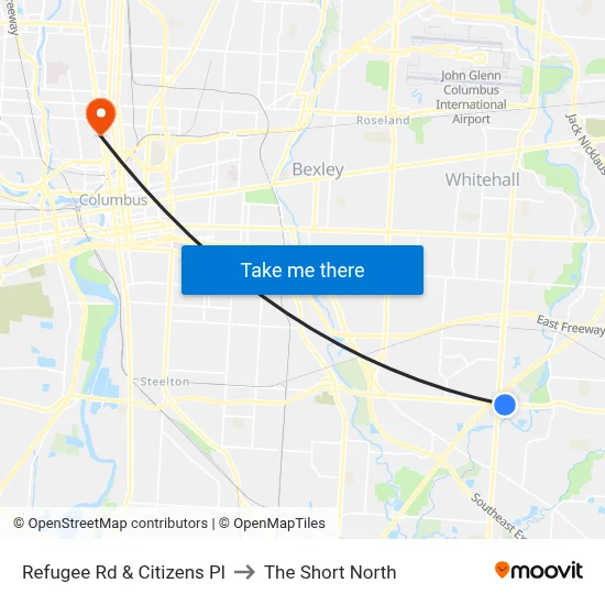 Refugee Rd & Citizens Pl to The Short North map