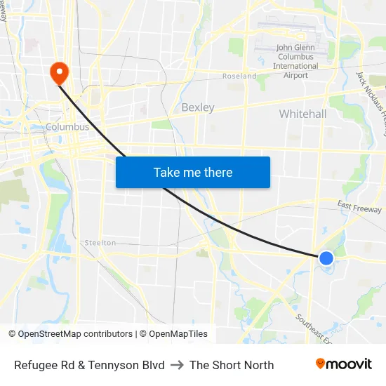 Refugee Rd & Tennyson Blvd to The Short North map