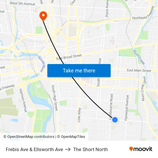 Frebis Ave & Ellsworth Ave to The Short North map