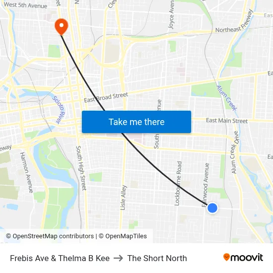 Frebis Ave & Thelma B Kee to The Short North map
