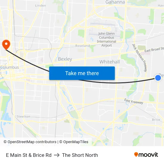 E Main St & Brice Rd to The Short North map