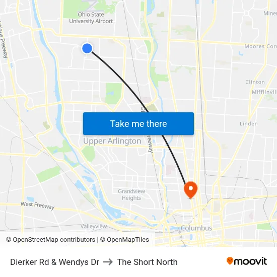 Dierker Rd & Wendys Dr to The Short North map