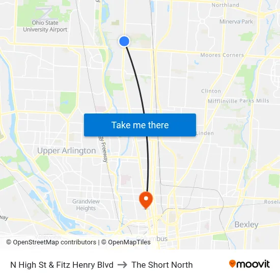 N High St & Fitz Henry Blvd to The Short North map