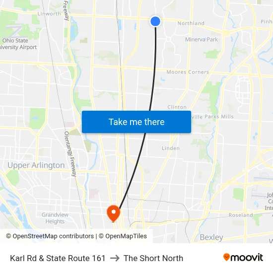 Karl Rd & State Route 161 to The Short North map