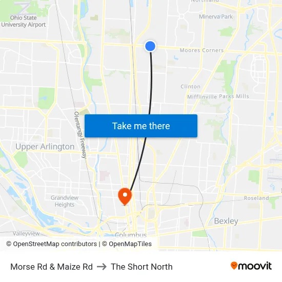 Morse Rd & Maize Rd to The Short North map