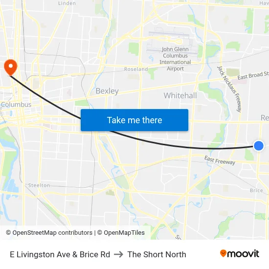 E Livingston Ave & Brice Rd to The Short North map