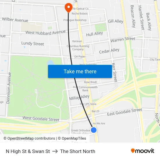 N High St & Swan St to The Short North map