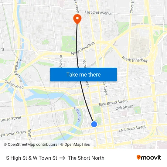 S High St & W Town St to The Short North map