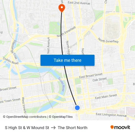 S High St & W Mound St to The Short North map