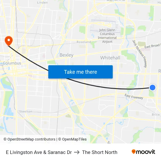 E Livingston Ave & Saranac Dr to The Short North map