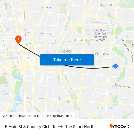 E Main St & Country Club Rd to The Short North map