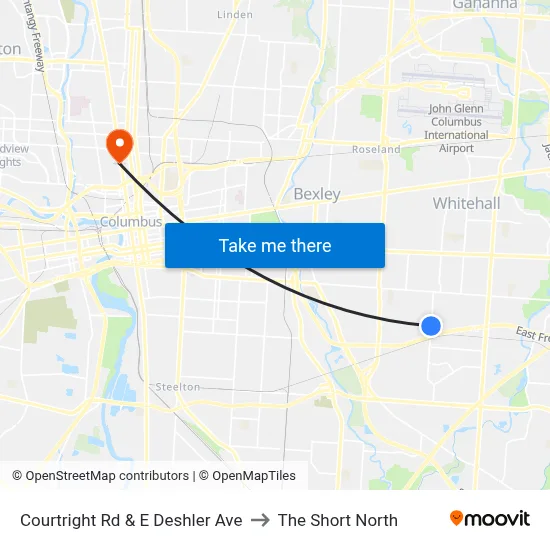 Courtright Rd & E Deshler Ave to The Short North map