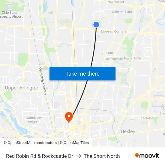 Red Robin Rd & Rockcastle Dr to The Short North map