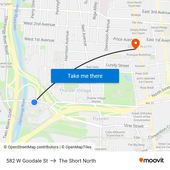 582 W Goodale St to The Short North map