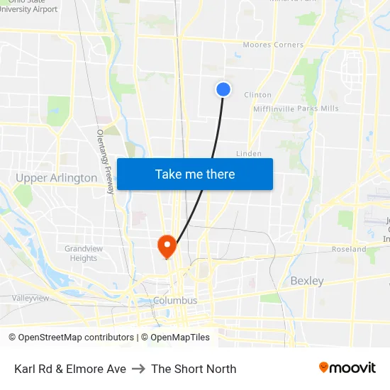 Karl Rd & Elmore Ave to The Short North map