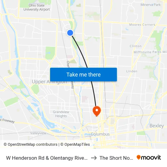 W Henderson Rd & Olentangy River Rd to The Short North map